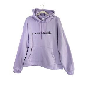 Still Here You Are Enough Hoodie Womens M Lavender Fleece Sweatshirt
